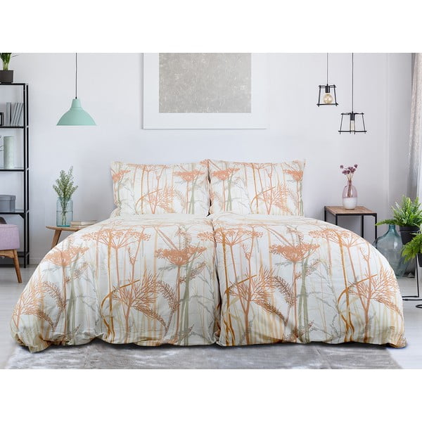 Biało-pomarańczowa pościel jednoosobowa z kory 140x200 cm Caraway – B.E.S.