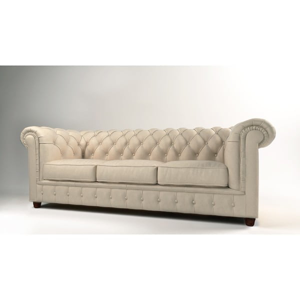 Kremowa aksamitna sofa 230 cm Cambridge – Ropez