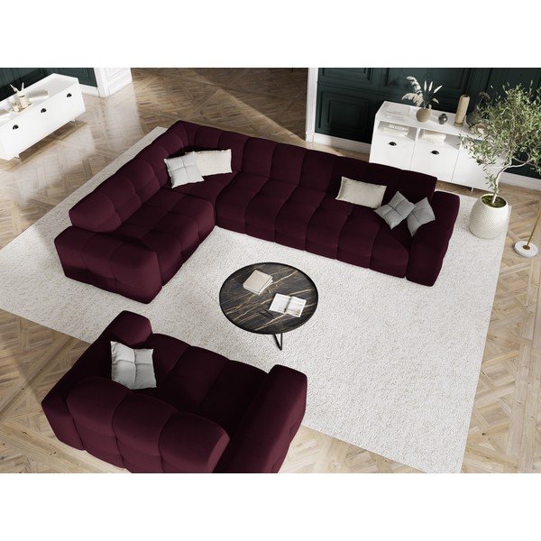 Bordowa aksamitna sofa 156 cm Kendal – Micadoni Home-image-1