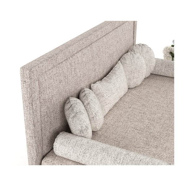 Jasnobrązowe tapicerowane łóżko jednoosobowe 100x200 cm Scala – Maison de Rêve-image-1