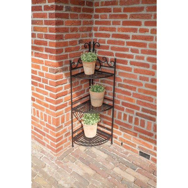 Czarny narożny regał metalowy/kwietnik Esschert Design-image-1