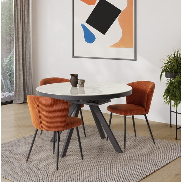 Okrągły rozkładany stół z dodatkowym blatem z ceramicznym blatem ø 120 cm Bela – Marckeric-image-1