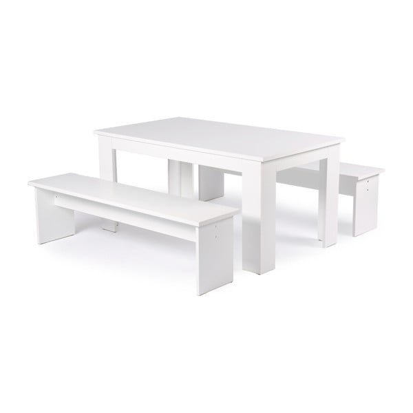 Biały stół z 2 ławkami Intertrade München, 140 cm