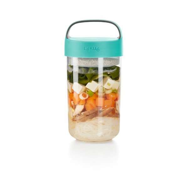 Pojemnik na zupę z turkusową pokrywką Lékué To Go, 600 ml