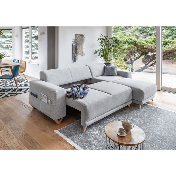 Jasnoszary rozkładany/ze schowkiem narożnik Classy Sophie – Miuform-image-4