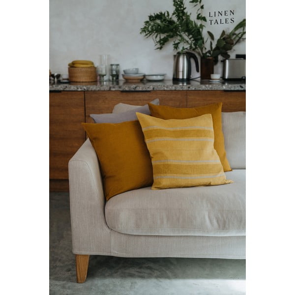 Lniana poszewka na poduszkę 40x40 cm Amber Bronze Stripes – Linen Tales-image-1