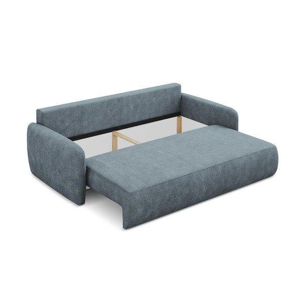 Szaroniebieska rozkładana sofa z tkaniny szenilowej ze schowkiem 218 cm Lilo – Makamii-image-3