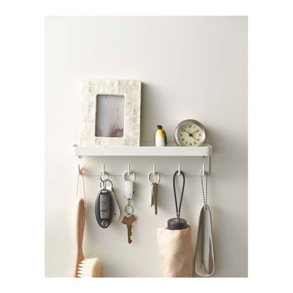 Biały wieszak na klucze z półeczką YAMAZAKI Smart-image-4
