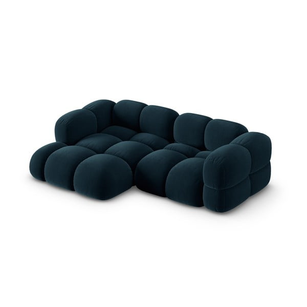 Ciemnoniebieski aksamitny narożnik (lewostronny/z szezlongiem) Loretto – Cosmopolitan Design-image-3