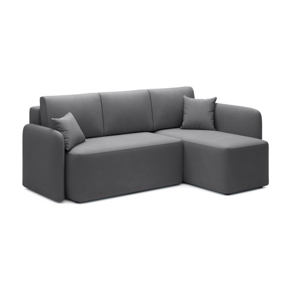 Szarobrązowy aksamitny rozkładany/ze schowkiem narożnik (prawostronny/z szezlongiem) Hadson – ELTAP-image-2