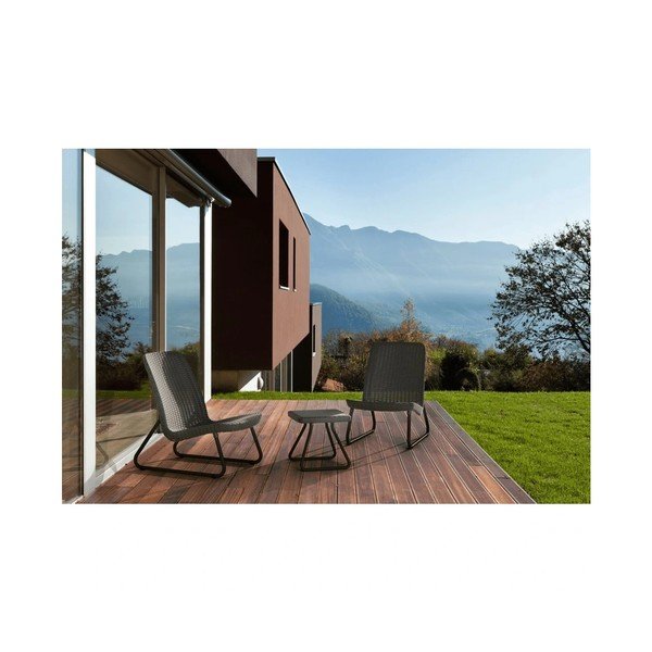 Ciemnoszary zestaw mebli ogrodowych z imitacji rattanu dla 2 osób Rio – Keter-image-1