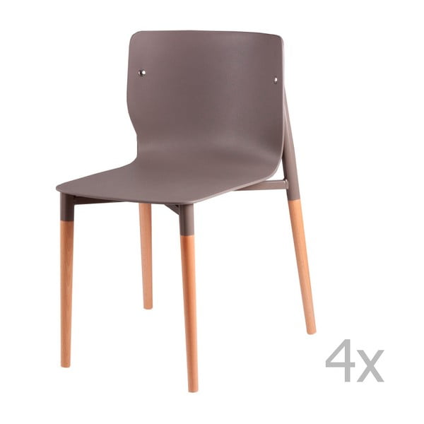 Zestaw 4 jasnoszarych krzeseł z drewnianymi nogami sømcasa Alisia