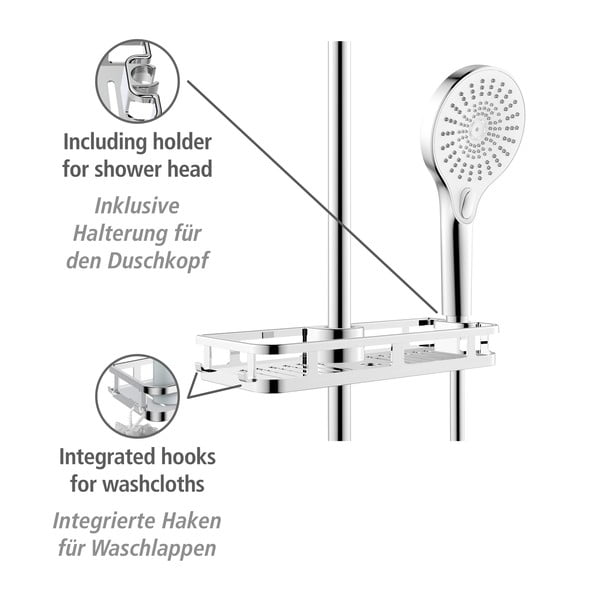 Samoprzylepna plastikowa półka łazienkowa w kolorze błyszczącego srebra Libertà – Wenko-image-4