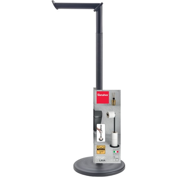 Stalowy stojak na papier toaletowy w kolorze matowej czerni Lava – Metaltex-image-3