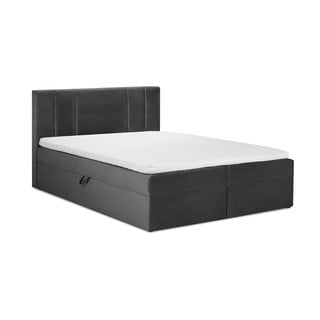 Ciemnoszare łóżko boxspring ze schowkiem 200x200 cm Afra – Mazzini Beds