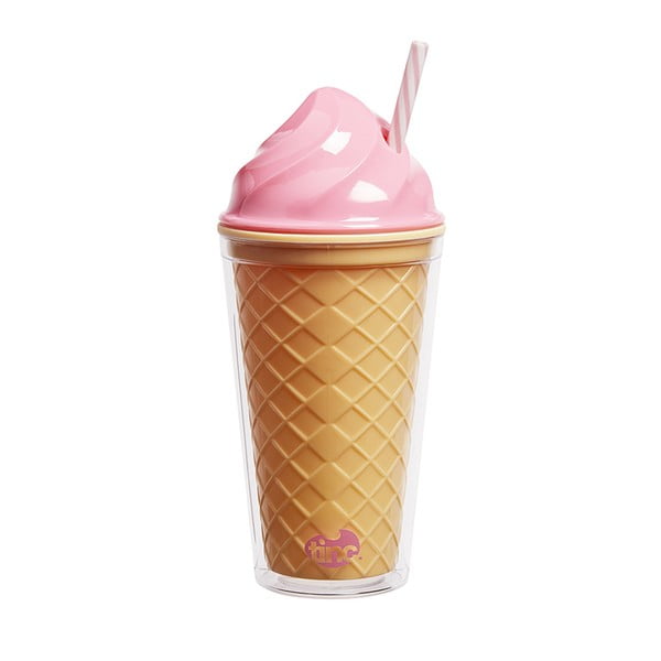 Kubek ze słomką i z różowym wieczkiem TINC Ice-Cream