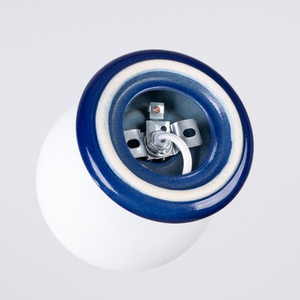 Niebieska lampa sufitowa ceramiczna ze szklanym kloszem ø 12 cm Farsa – Sollux-image-4