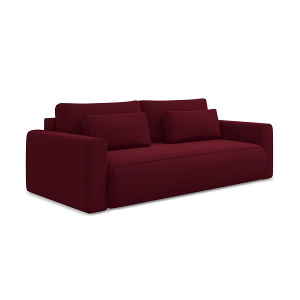 Bordowa aksamitna rozkładana/ze schowkiem sofa 238 cm Kapua – Makamii-image-1