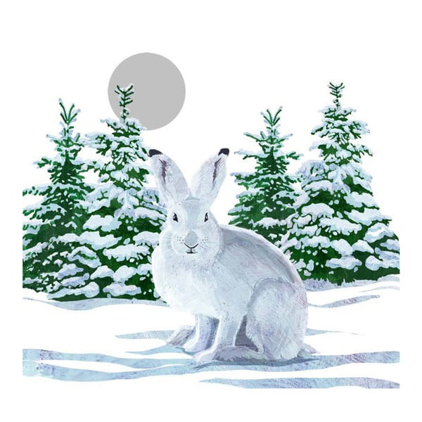 Opakowanie 20 serwetek papierowych ze świątecznym motywem PPD Snow Rabbit