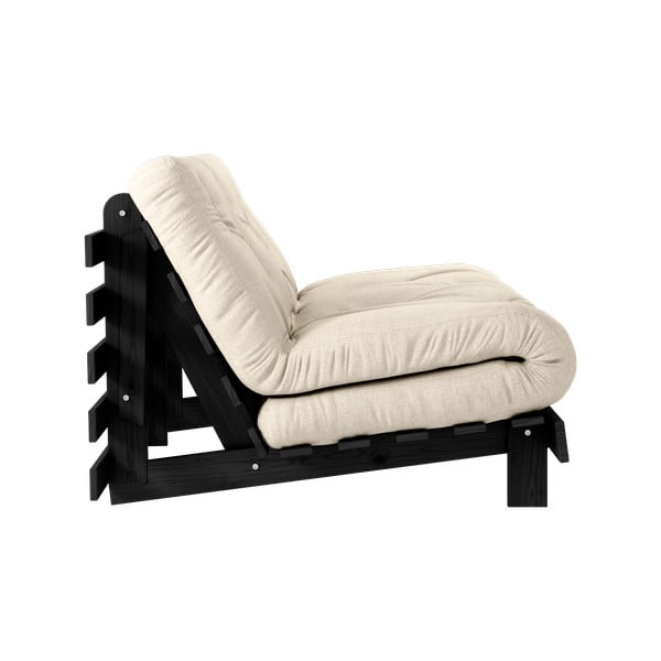 Szarobeżowa lniana rozkładana sofa 140 cm Roots Black Night – Karup Design-image-4