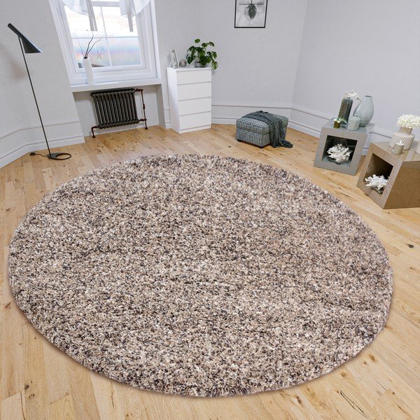Beżowy okrągły dywan ø 120 cm Shag – Hanse Home-image-1