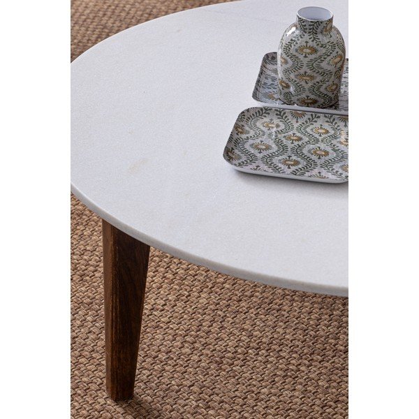 Biały/w naturalnym kolorze stolik z marmurowym blatem 50x70 cm Sylvester – Bizzotto-image-3