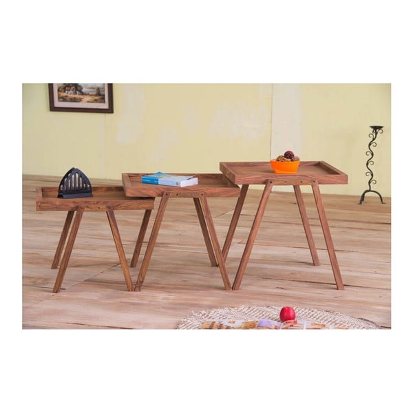 Zestaw 3 stołków z litego drewna palisandrowego SOB Margao Three