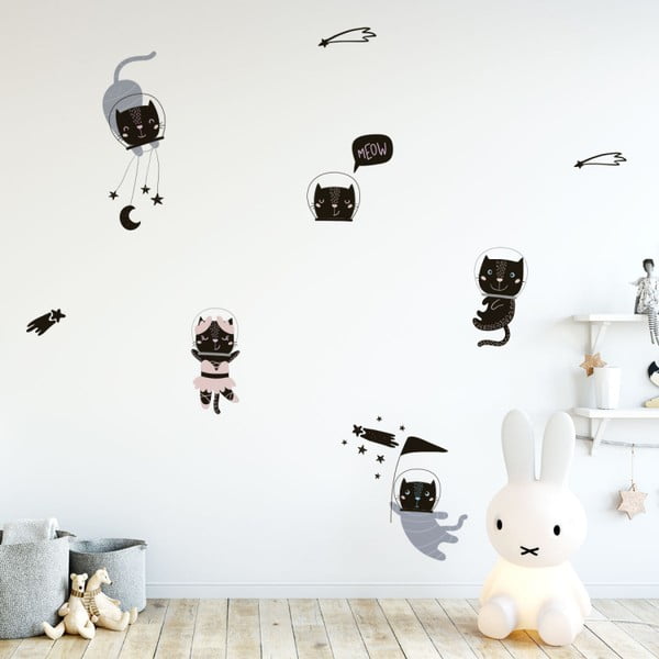 Zestaw dziecięcych naklejek ściennych Ambiance Scandinavian Animals Cosmonaut Cats-image-1
