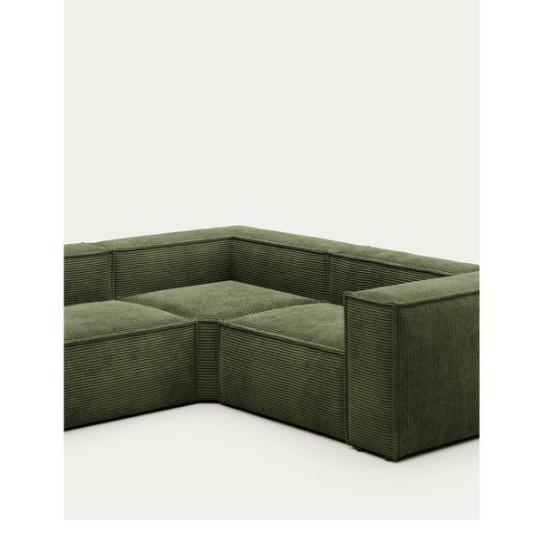 Zielony sztruksowy narożnik Blok – Kave Home-image-4