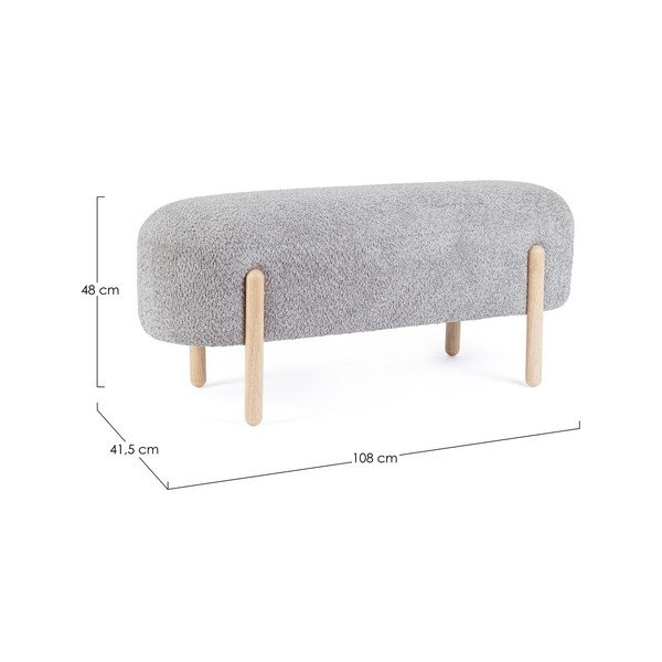 Szara tapicerowana ławka z materiału bouclé Dayla – Bizzotto-image-4