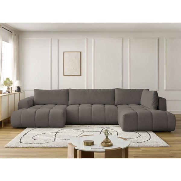 Ciemnoszary rozkładany/ze schowkiem narożnik (prawostronny/w kształcie litery U) Fuji – Bobochic Paris-image-1