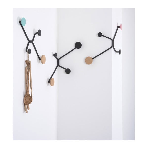 Czarny wieszak ścienny na zewnętrzny róg z różowym elementem Gazzda Hook-image-4