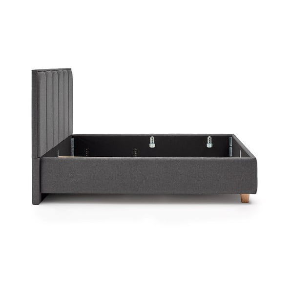 Ciemnoszare dwuosobowe łóżko ze schowkiem DlaSpania Wega, 180x200 cm-image-4