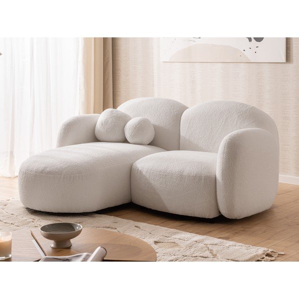 Kremowy narożnik z materiału bouclé (lewostronny/z szezlongiem) Orbit – Ropez-image-4