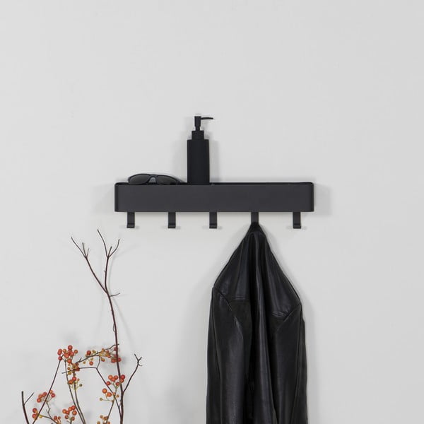 Czarny metalowy wieszak ścienny z półką 52 cm Dax Play – Spinder Design-image-3