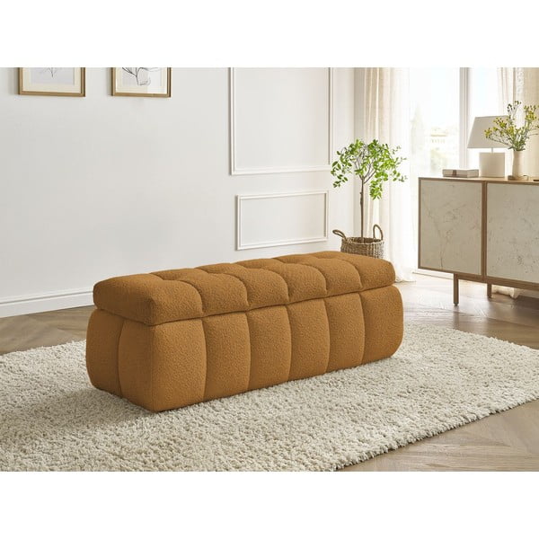 Musztardowa  ławka z materiału bouclé Mont Blanc – Bobochic Paris-image-1