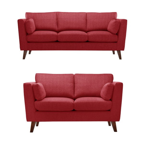 Czerwony zestaw 2 sof dwuosobowej i trzyosobowej Jalouse Maison Elisa