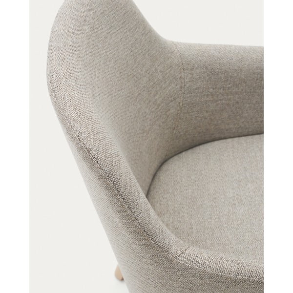 Beżowy tapicerowany fotel jadalniany z podłokietnikami Nelida – Kave Home-image-3