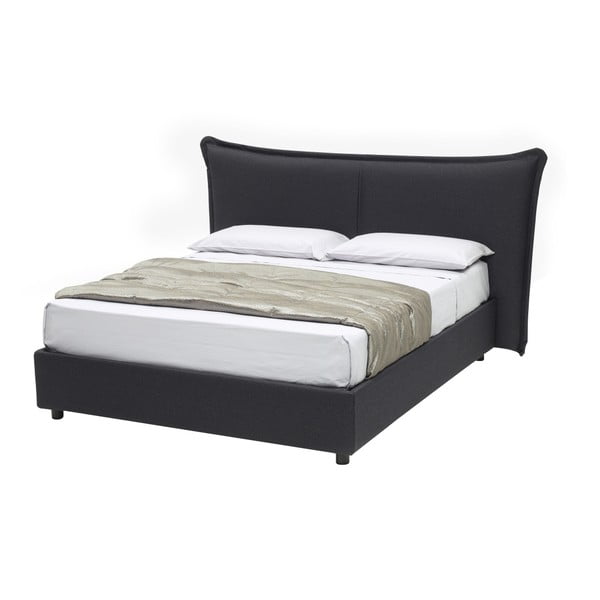 Czarne łóżko dwuosobowe ze schowkiem 13Casa Dumbo, 160x190 cm