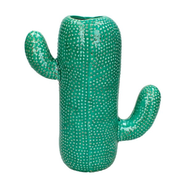 Zielony wazon kamionkowy w kształcie kaktusa HF Living, 20x22 cm