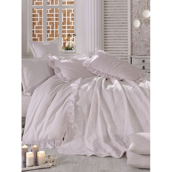 Zestaw 2 różowych poduszek i prześcieradła na łóżko dwuosobowe Love Colors Parure Jazzy, 240 x 260 cm