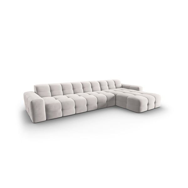 Jasnoszary aksamitny narożnik (prawostronny) Kendal – Micadoni Home-image-3