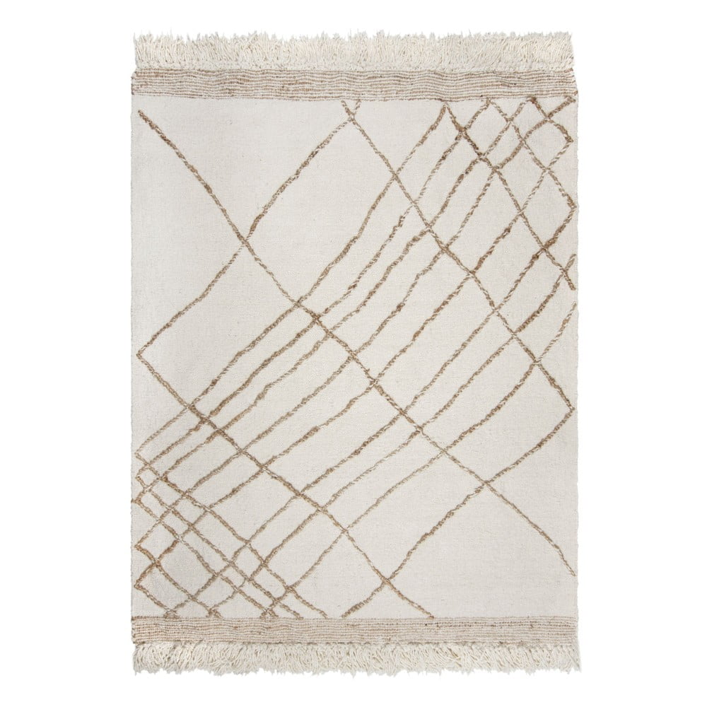 Kremowy dywan z mieszanki wełny tkany ręcznie 200x300 cm Astera Linear – Flair Rugs