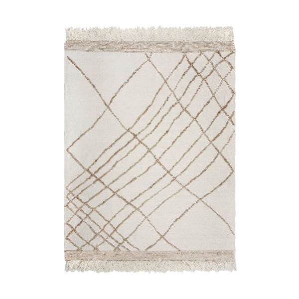 Kremowy dywan z mieszanki wełny tkany ręcznie 120x170 cm Astera Linear – Flair Rugs