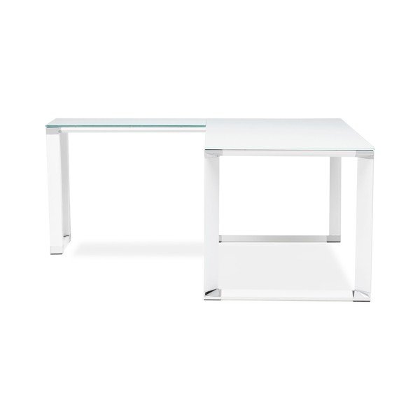 Białe biurko narożne ze szklanym blatem Kokoon Warner-image-3