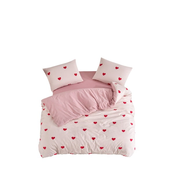Różowa pościel dwuosobowa z prześcieradłem/4-częściowa 200x220 cm Red Heart – Mila Home