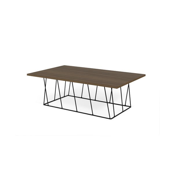 Stolik z blatem o dekorze orzecha i czarnymi nóżkami TemaHome Helix-image-1