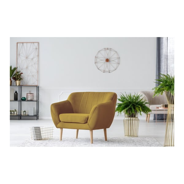 Musztardowy fotel Mazzini Sofas Benito-image-3