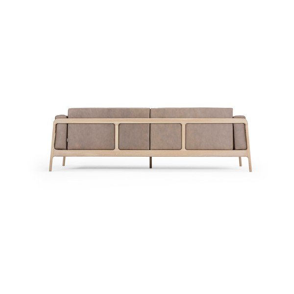 Jasnobrązowa sofa z bawolej skóry z konstrukcją z litego drewna dębowego Gazzda Fawn, 240 cm-image-4