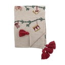 Kremowy koc ze świątecznym motywem 130x160 cm Yule – Bloomingville